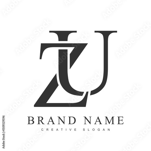 ZU trendy logotype template. Initial letter z and u classic font style. Creative logo for company name or identity.