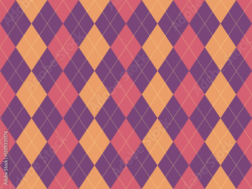 Stylish argyle pattern in warm autumnal tones.  Perfect for fallthemed designs, textiles, or backgrounds.  The geometric design offers a sophisticated and timeless feel.