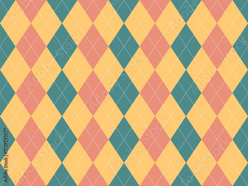 Vibrant argyle pattern in muted pastel tones.  Perfect for backgrounds, textiles, website designs, and branding.  A classic yet modern design offering a sophisticated and playful aesthetic.