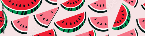 Fresh Watermelon Slices Pattern-Summer Fruit Design-Bright Red and Pink Watermelon Art-Perfect for Backgrounds-Wallpaper-Textiles and Creative Projects