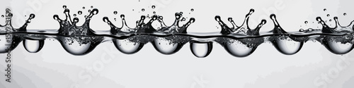 Water Splashes in Motion - High Speed Photography of Liquid Surface - Abstract Water Art with Bubbles and Droplets- Stunning Visual Effects for Backgrounds