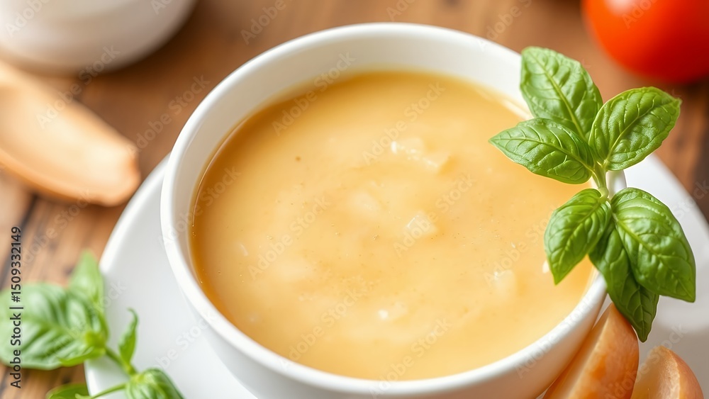 Creamy Tomato Soup in Mug with Garnish Creamy Tomato Soup in Mug with Garnish