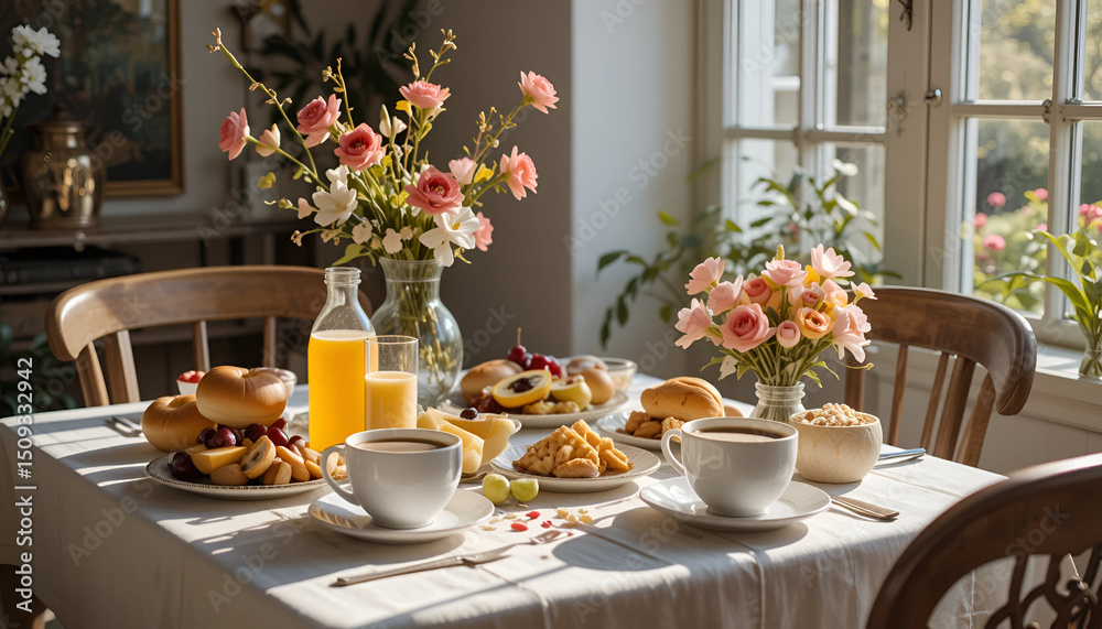 Fototapeta premium A beautiful breakfast spread, perfect for a relaxing morning.