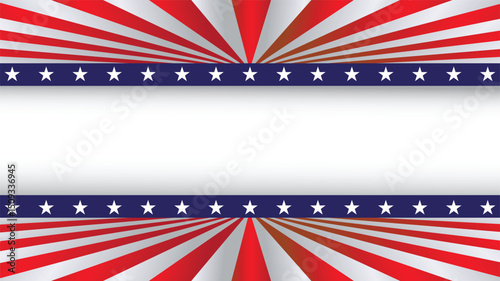 Red and white striped rays with blue star border, perfect for patriotic or political banner designs.