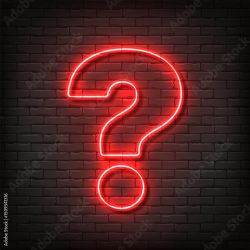 Bright colorful red neon question mark