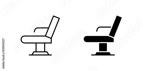 Therapist Chair Icon Collection, a chair with a headrest in outline and glyph styles. Represents therapy or relaxation. Perfect for wellness design.
