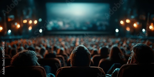 Audience enjoys cinematic experience in a dark theater during a popular film screening