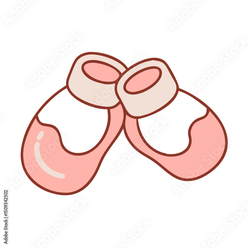 Adorable baby booties for newborn, soft pink color, delicate design, perfect for baby shower invitations and announcements.