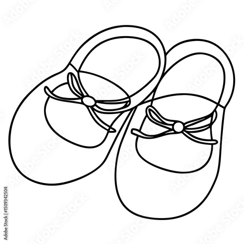 Adorable baby booties with ribbon bows. Tiny baby shoes perfect for newborn photography.  Sweet baby booties illustration for announcements or greeting cards.