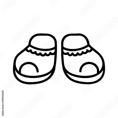 Adorable baby booties with scalloped trim.  Soft baby booties perfect for newborns.  Cute baby booties illustration for announcements, cards, and apparel design.