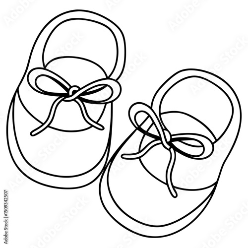 Adorable baby booties with bows, perfect for baby shower invitations or announcements. Tiny shoes, delicate design, and simple elegance make these booties ideal for crafting projects, greeting cards,