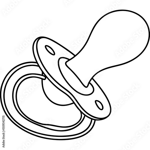 Baby pacifier illustration. Simple baby pacifier drawing for infant products.  Cute baby pacifier design for children's apparel.