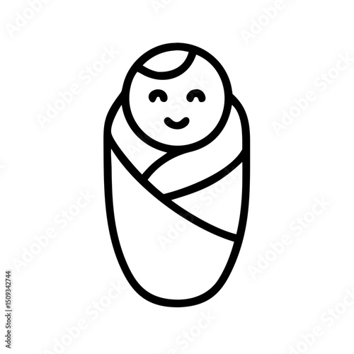 Adorable baby wrapped in soft blanket, sleeping soundly, peaceful newborn swaddled in cozy fabric.  Sweet baby in blanket, perfect for announcements or greeting cards.
