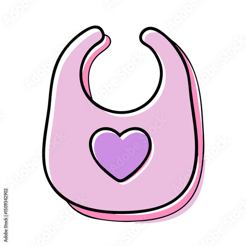 Pink baby bib with heart design. Adorable baby bib perfect for newborns and infants.  This cute bib with heart is ideal for baby shower invitations and announcements.