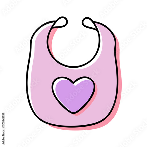 Pink baby bib with heart design. Adorable baby bib perfect for newborns and infants.  Stylish bib with purple heart for baby shower invitations.