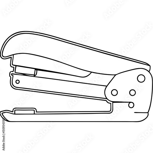 Office stapler for paper binding and document organization. Simple stapler design for office supplies, school stationery, or home use.  Convenient stapler for efficient work and study.