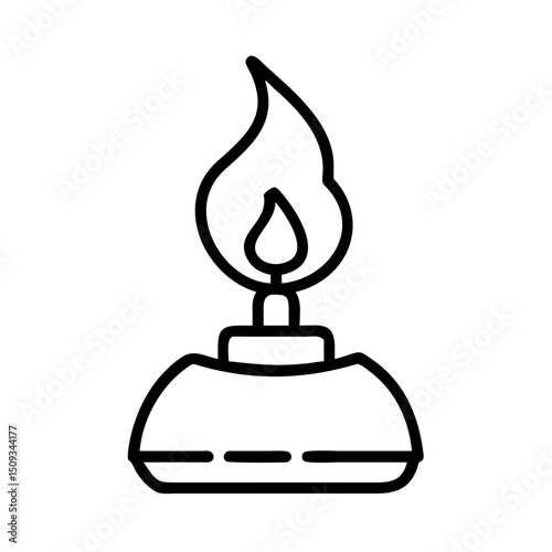 Simple burner flame illustration.  Classic burner flame icon design for science experiments.  Simple burner flame graphic for educational materials, science projects, and laboratory illustrations.