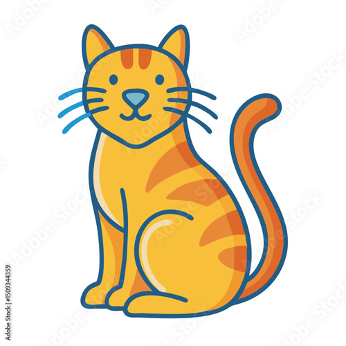 Adorable tabby cat sitting calmly. Cute orange tabby domestic cat illustration perfect for pet adoption posters.  This charming feline image is ideal for websites, blogs,