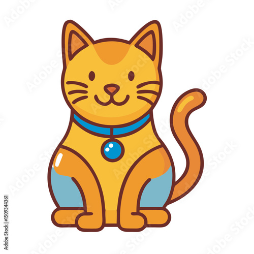Adorable orange tabby cat sitting calmly. Pet cat illustration perfect for pet adoption websites or children's books. This cute kitty image is ideal for cat-related projects,
