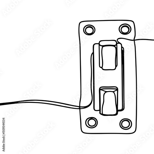 Simple circuit breaker switch illustration. Electrical safety device, single line drawing, minimalist design.  Circuit breaker graphic for industrial design projects or technical manuals.