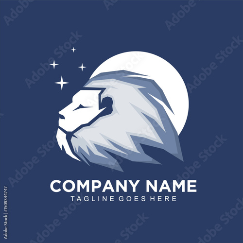lion head logo design vector and illustration