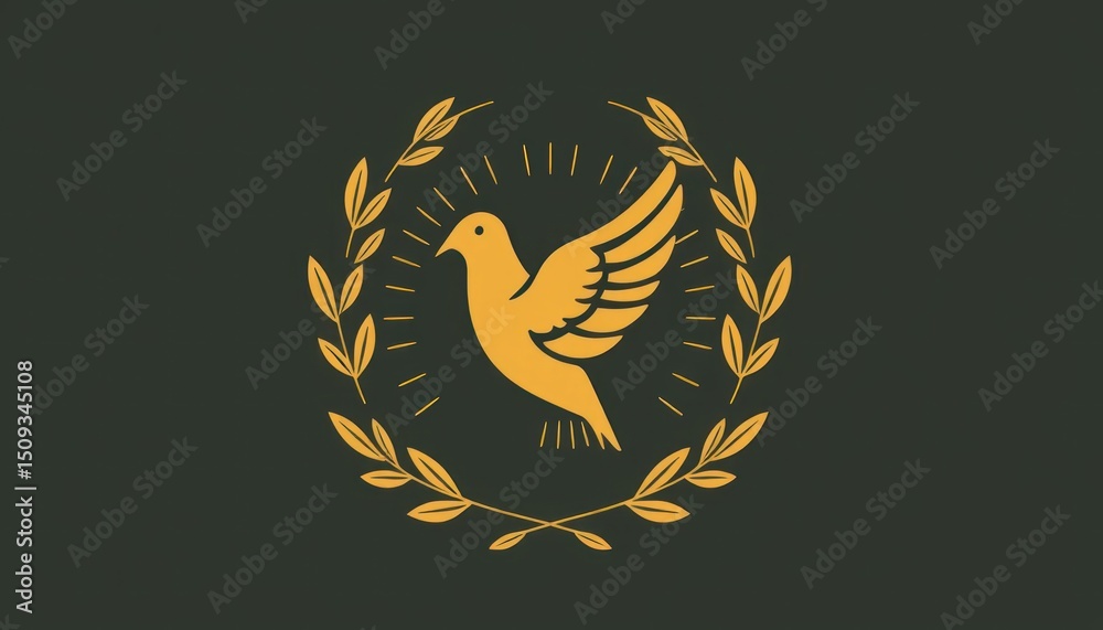 Elegant dove surrounded by a laurel wreath, symbolizing peace and hope Elegant dove surrounded by a laurel wreath, symbolizing peace and hope