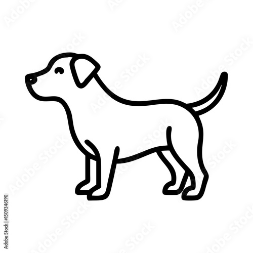 Adorable dog profile illustration. Simple line art canine image, perfect for pet adoption websites or veterinary clinics. This dog profile illustration is ideal for branding and logo design.