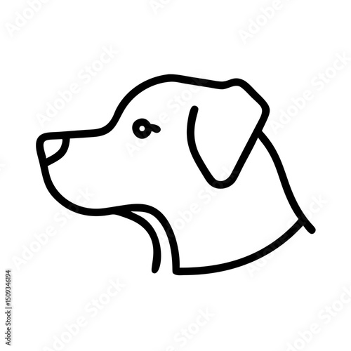 Labrador Retriever dog profile illustration. Elegant canine head portrait in simple line art style. Perfect image for pet websites, veterinary clinics, dog training brochures,