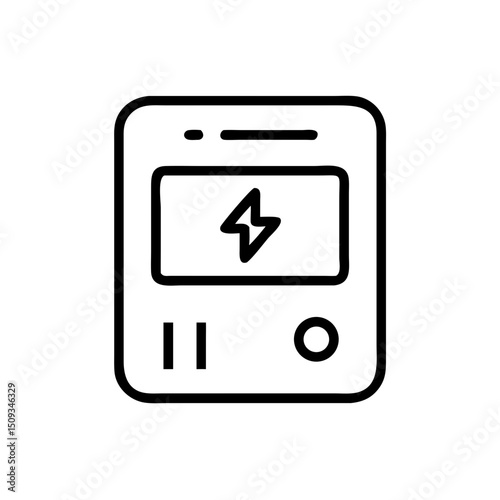 Modern electric meter icon design. Simple electricity meter graphic for app interface.  Clean energy meter symbol for website design.