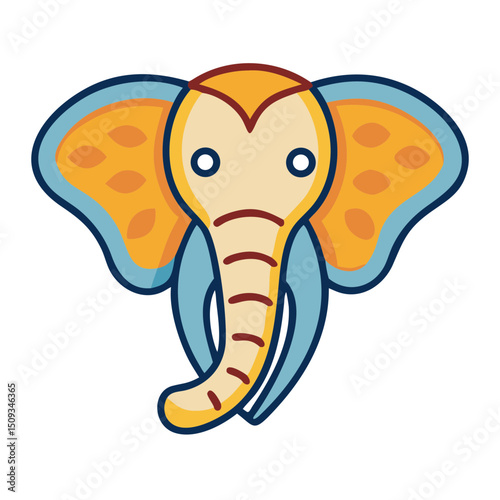 Cute elephant head illustration. Happy elephant head design perfect for kids books, greeting cards, and nursery decor. Adorable elephant head image for children's projects.