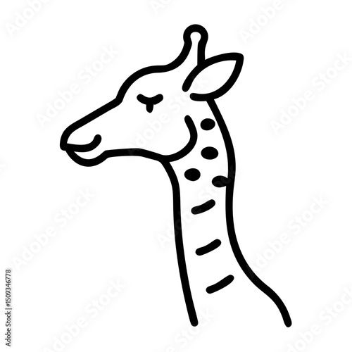 Adorable giraffe neck illustration. Giraffe head and neck line art drawing perfect for kids books. Simple giraffe design for children's illustrations. photo