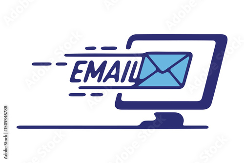 Fast email delivery computer screen illustration