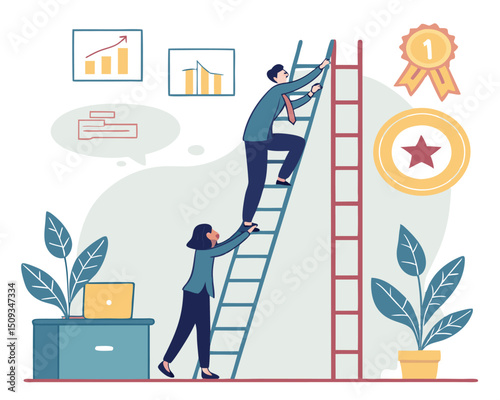 Vector illustration of Career Growth and Promotion