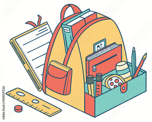 Back to School Backpack Contents vector illustration