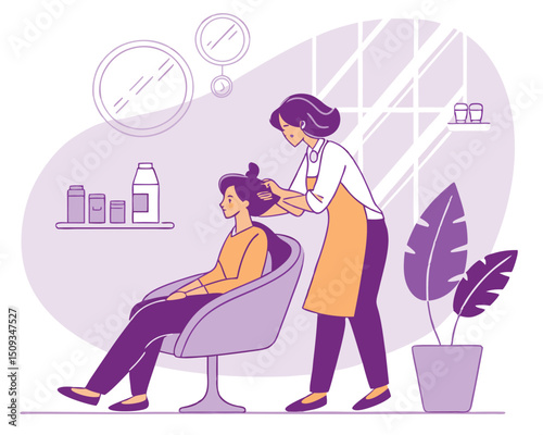 Customer at Salon or Spa vector illustration