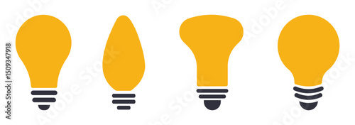 Light bulb icon. Idea symbol. Electric lamp vector illustration. Electric power sign. Shining light bulb pictogram. EPS 10.