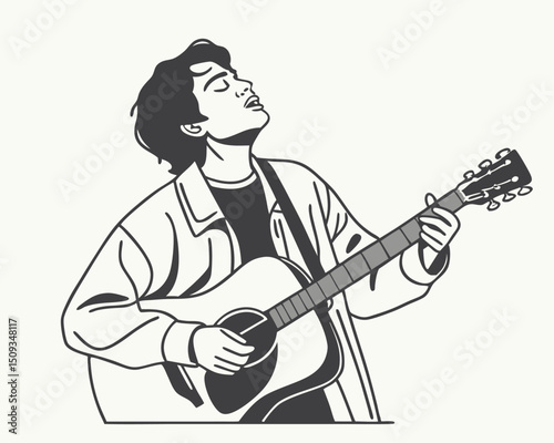 Musician Playing Guitar vector illustration