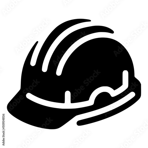 A black and white image of a construction helmet, a symbol of safety and protection