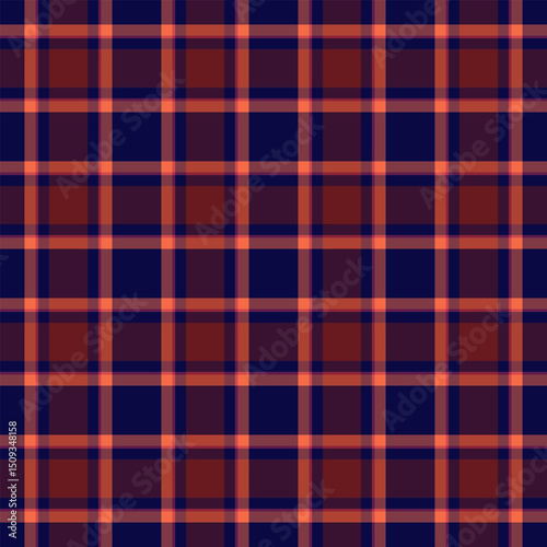 Comfortable tartan plaid fabric, length textile seamless texture. Teen check background pattern vector in red and dark colors.