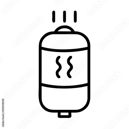 Hot water tank icon, line art style, for plumbing, appliance, and repair websites