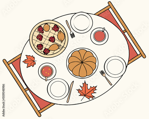 Thanksgiving Dinner Setup vector illustration