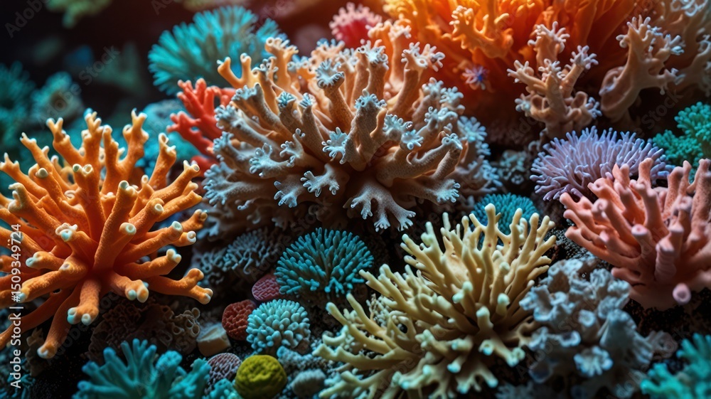 Fototapeta premium Vibrant coral reef closeup