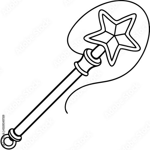 Magical star wand, line art, for children's books