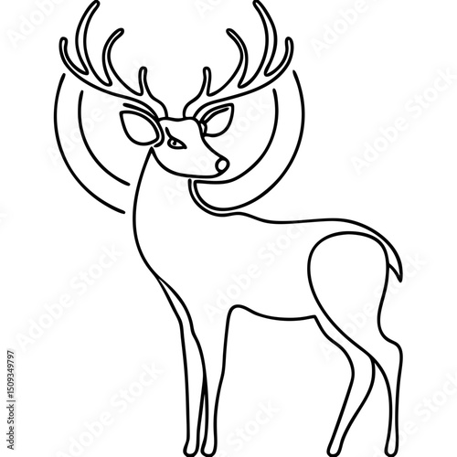 Majestic deer line drawing, for logo design