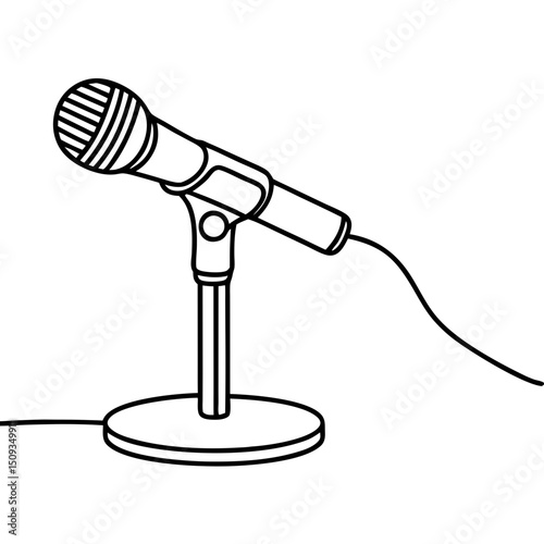 Microphone illustration, black and white, for presentations