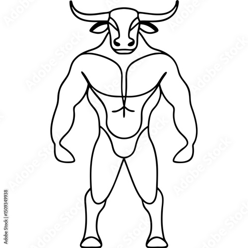 Minotaur silhouette, mythical creature illustration, black and white, for design projects
