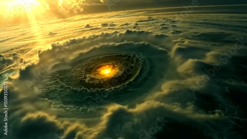 Celestial vortex with fiery center
