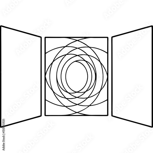 Abstract portal opening, geometric design, black and white, for website banners