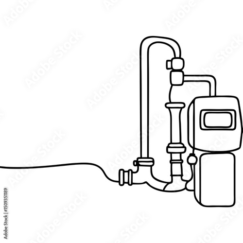 Simple line drawing of a pump station, for industrial design