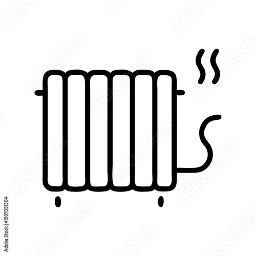 Simple line radiator icon, for home heating systems illustration